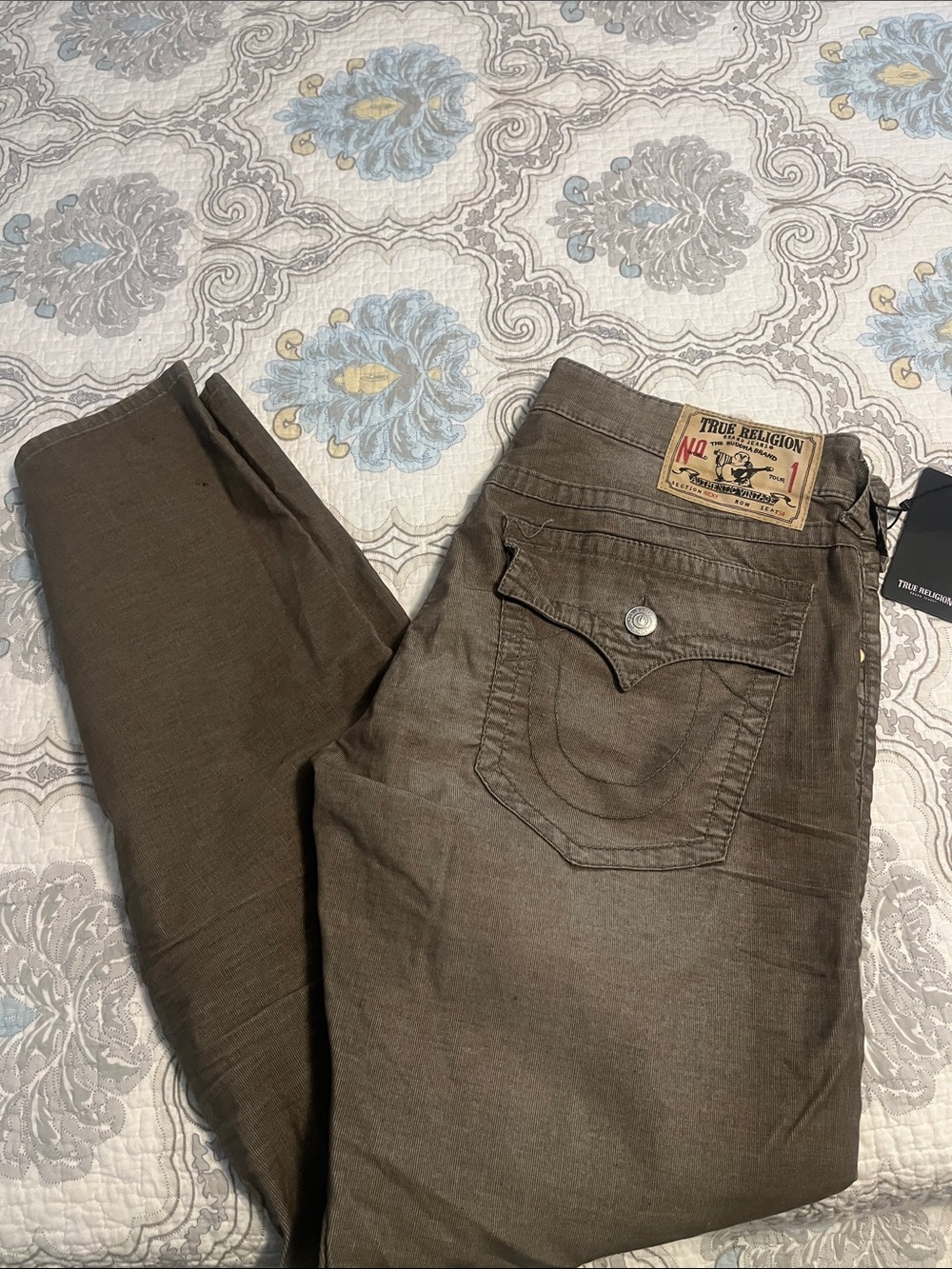 True Religion Men’s Olive Brown Slim Straight Jeans